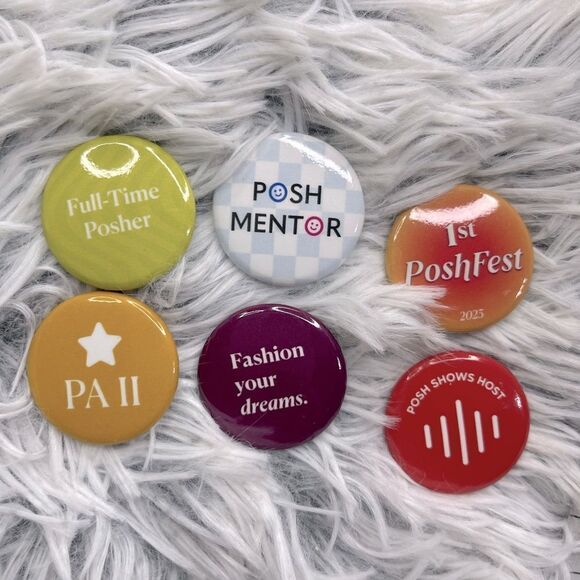 Posh Swag Poshmark 6-Piece Colorful Motivational Cute Small Fashion Button Pins - Picture 5 of 5
